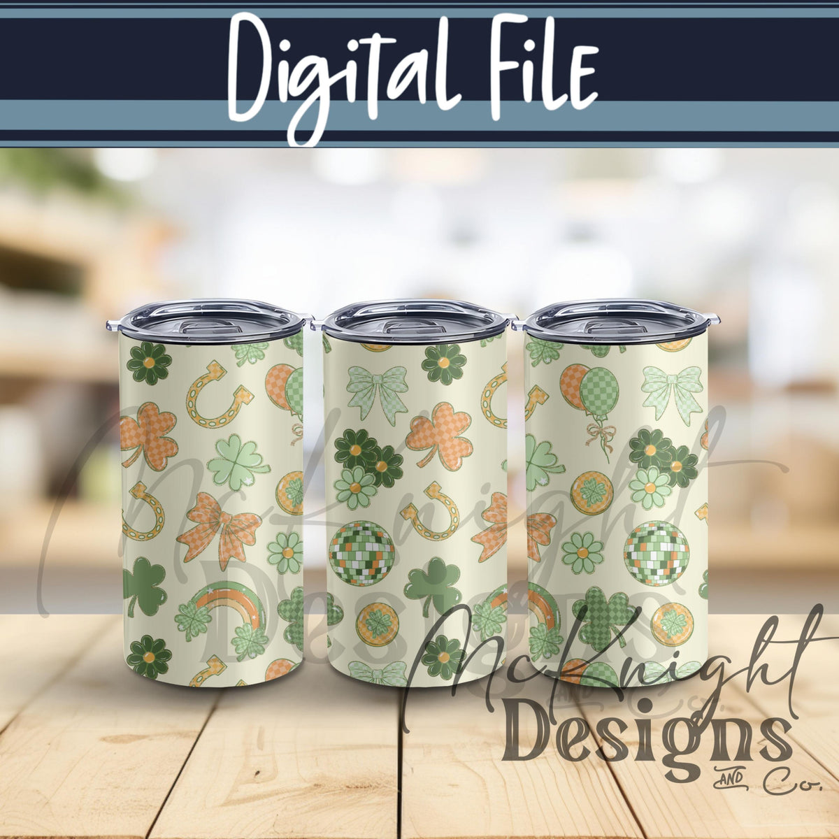 Irish Luck Disco Seamless Pattern | St. Patrick’s Day Retro Coquette Shamrock | Clover Bow