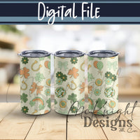 Irish Luck Disco Seamless Pattern | St. Patrick’s Day Retro Coquette Shamrock | Clover Bow