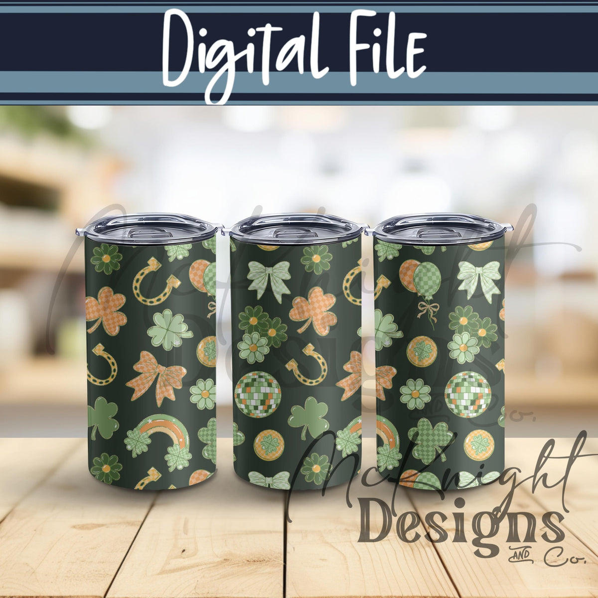 Irish Luck Disco Seamless Pattern | St. Patrick’s Day Retro Coquette Shamrock | Clover Bow