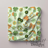 Irish Luck Disco Seamless Pattern | St. Patrick’s Day Retro Coquette Shamrock | Clover Bow