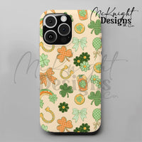 Lucky Irish Charm Seamless Pattern | St. Patrick’s Day Retro Clover Bow Rainbow Design Download