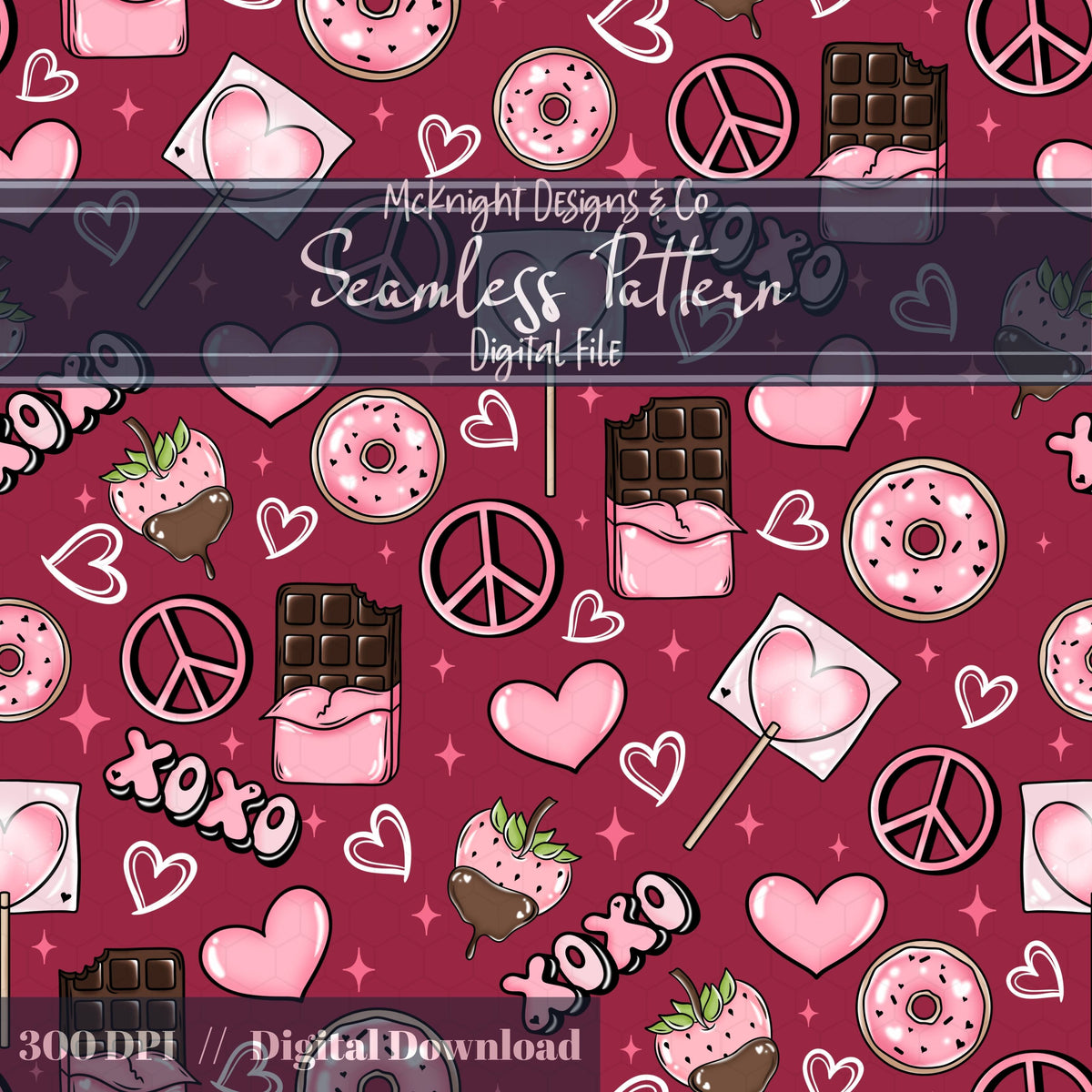 Valentine's Day Love | XOXO | Sweet Treats Seamless Pattern McKnight Designs & Co Seamless Pattern File