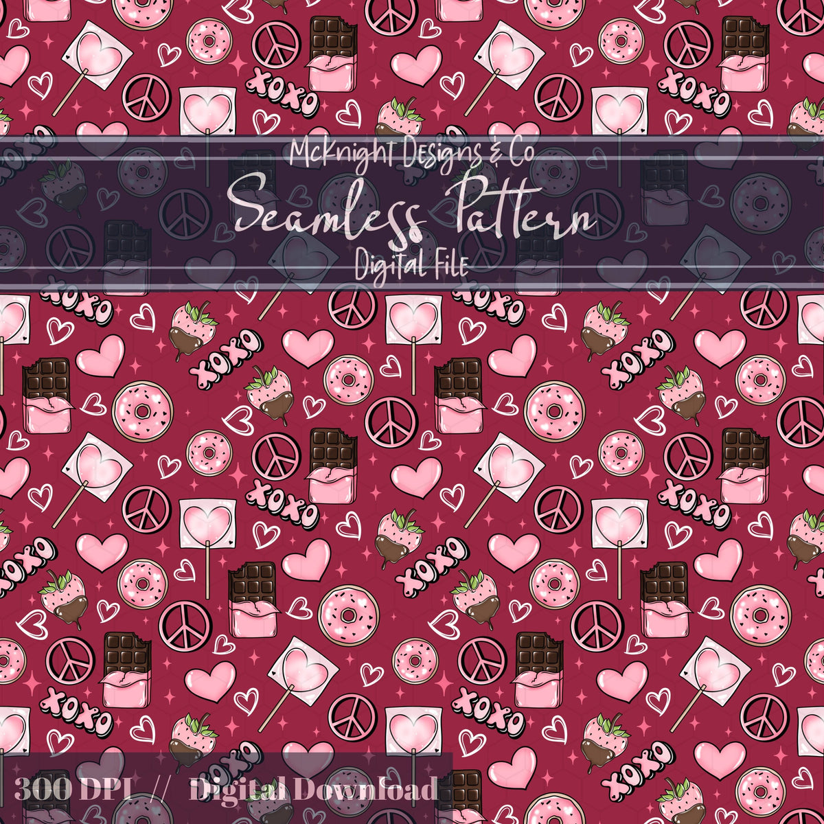 Valentine's Day Love | XOXO | Sweet Treats Seamless Pattern McKnight Designs & Co Seamless Pattern File