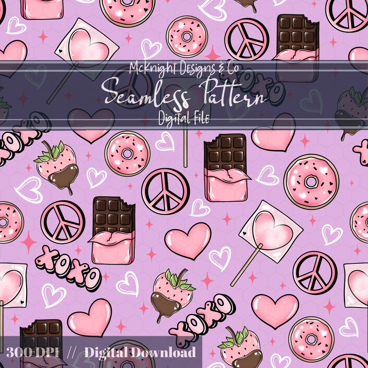 Valentine's Day Love | XOXO | Sweet Treats Seamless Pattern McKnight Designs & Co Seamless Pattern File
