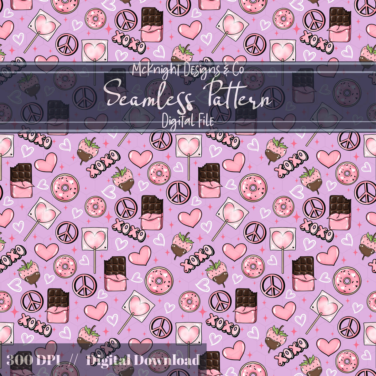 Valentine's Day Love | XOXO | Sweet Treats Seamless Pattern McKnight Designs & Co Seamless Pattern File