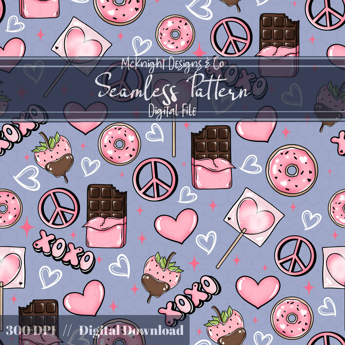 Valentine's Day Love | XOXO | Sweet Treats Seamless Pattern McKnight Designs & Co Seamless Pattern File