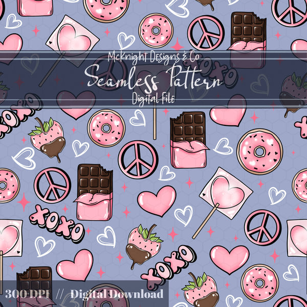 Valentine's Day Love | XOXO | Sweet Treats Seamless Pattern McKnight Designs & Co Seamless Pattern File