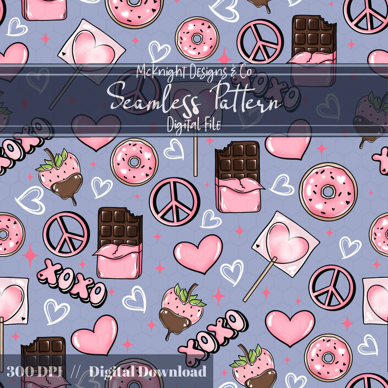 Valentine's Day Love | XOXO | Sweet Treats Seamless Pattern McKnight Designs & Co Seamless Pattern File