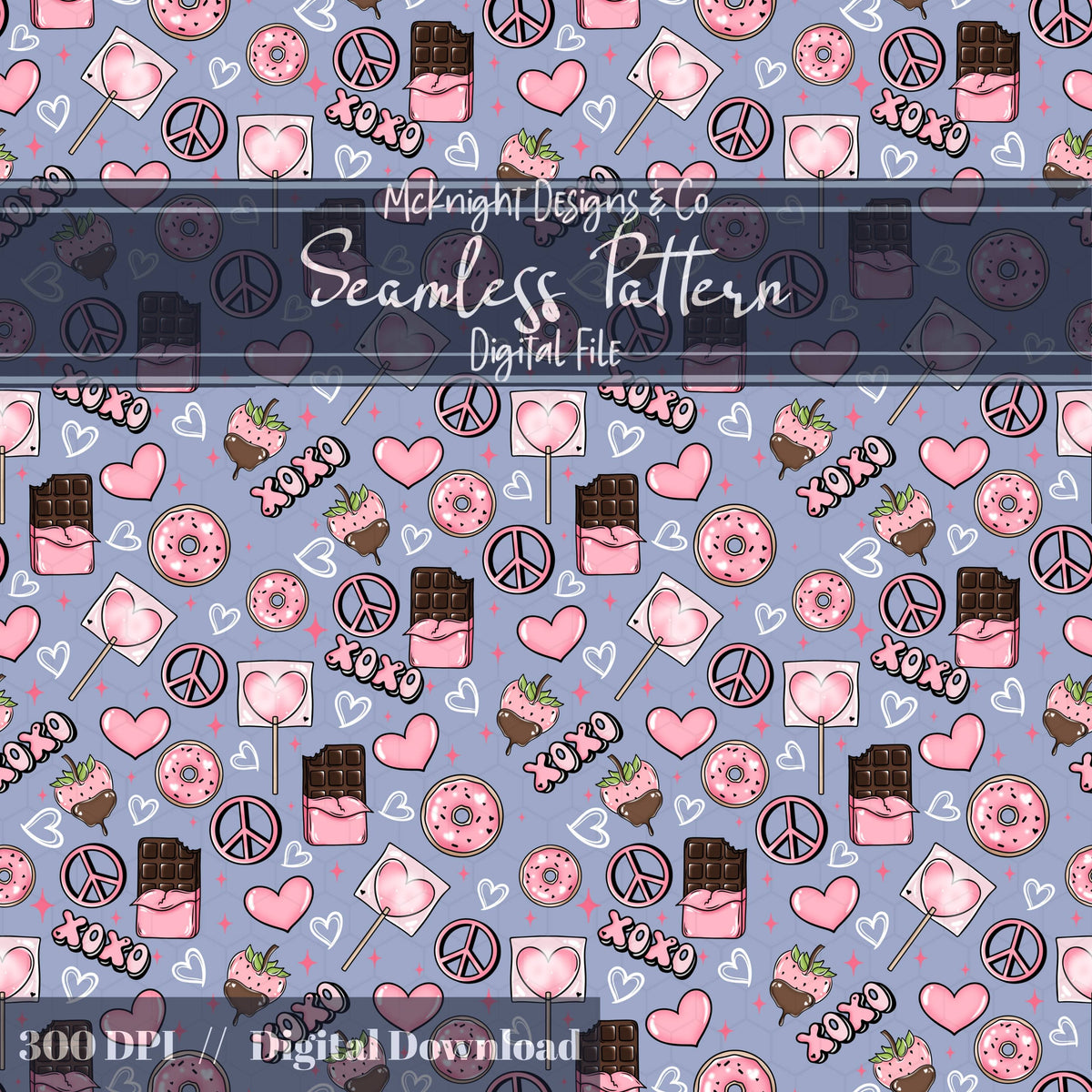 Valentine's Day Love | XOXO | Sweet Treats Seamless Pattern McKnight Designs & Co Seamless Pattern File