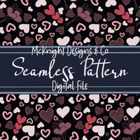Doodle Hearts Seamless Pattern – Pink, Purple & Red Valentine Hearts on Fuchsia Background McKnight Designs & Co Seamless Pattern File