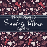 Doodle Hearts Seamless Pattern – Pink, Purple & Red Valentine Hearts on Fuchsia Background McKnight Designs & Co Seamless Pattern File