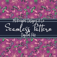 Stay Trippy Little Hippie Seamless Pattern (V1) – Retro Mushrooms, Suns & Florals on Ivory Background McKnight Designs & Co Seamless Pattern File