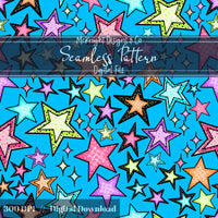 Neon Star Seamless Pattern – Retro Y2K Stars Print McKnight Designs & Co Seamless Pattern File Blue