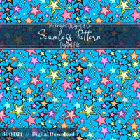 Neon Star Seamless Pattern – Retro Y2K Stars Print McKnight Designs & Co Seamless Pattern File
