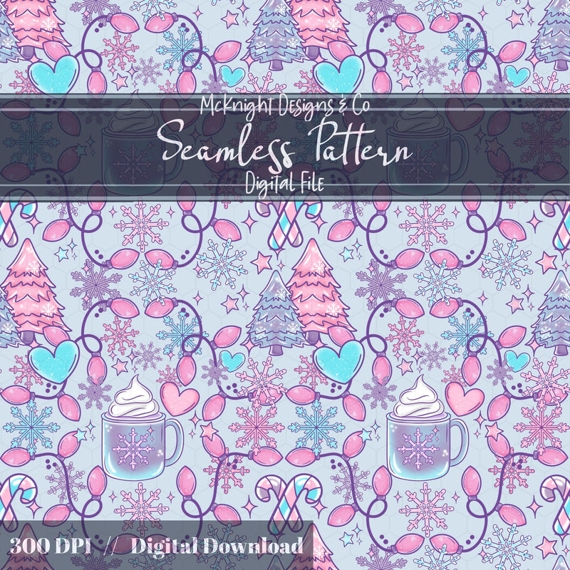 Pastel Winter Coquette Christmas Seamless Pattern – Cute Holiday Design McKnight Designs & Co Seamless Pattern File