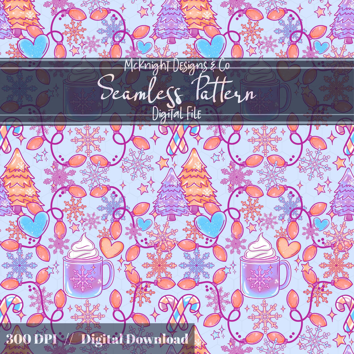 Pastel Winter Coquette Christmas Seamless Pattern – Cute Holiday Design McKnight Designs & Co Seamless Pattern File
