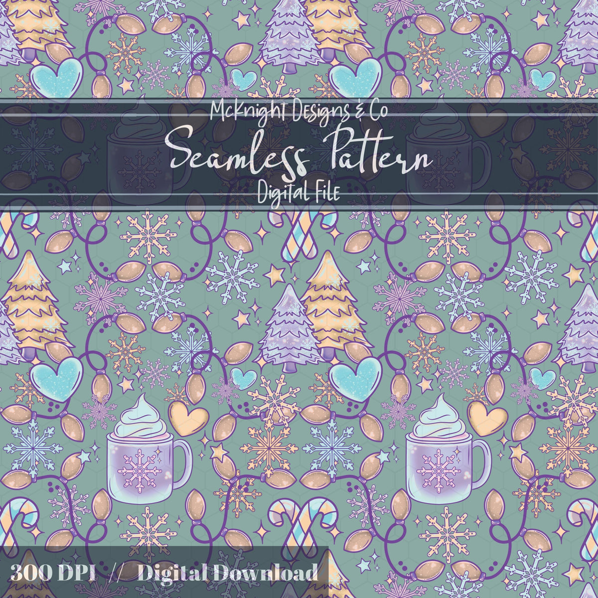 Pastel Winter Coquette Christmas Seamless Pattern – Cute Holiday Design McKnight Designs & Co Seamless Pattern File