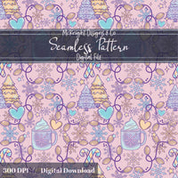 Pastel Winter Coquette Christmas Seamless Pattern – Cute Holiday Design McKnight Designs & Co Seamless Pattern File