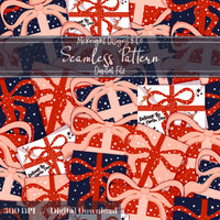 Christmas Presents & Santa Letters Seamless Pattern - Holiday Gifts McKnight Designs & Co Seamless Pattern File Navy & Red
