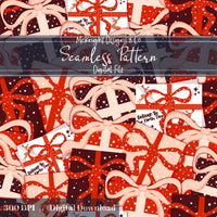 Christmas Presents & Santa Letters Seamless Pattern - Holiday Gifts McKnight Designs & Co Seamless Pattern File Red & Black