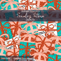 Christmas Presents & Santa Letters Seamless Pattern - Holiday Gifts McKnight Designs & Co Seamless Pattern File Teal & Red