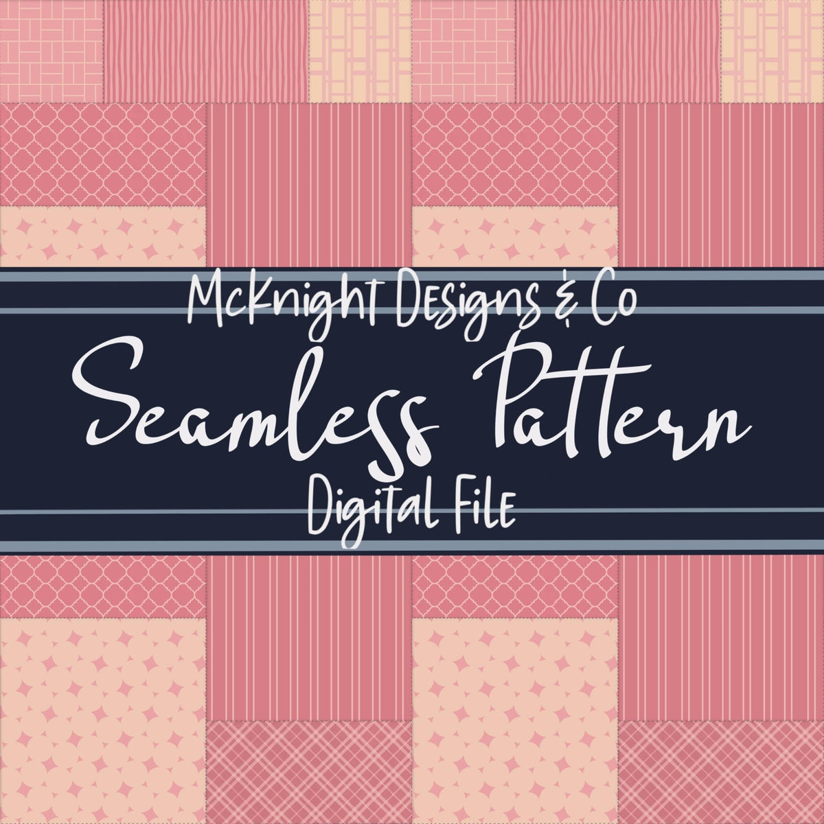 Patchwork Quilt Seamless Pattern PNG Designs McKnight Designs & Co Seamless Pattern File