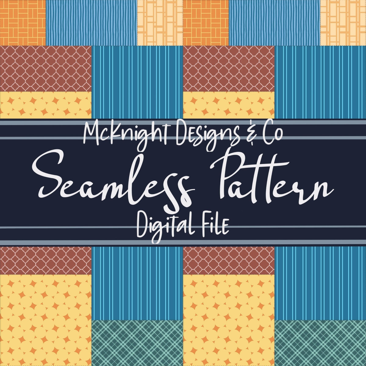 Patchwork Quilt Seamless Pattern PNG Designs McKnight Designs & Co Seamless Pattern File