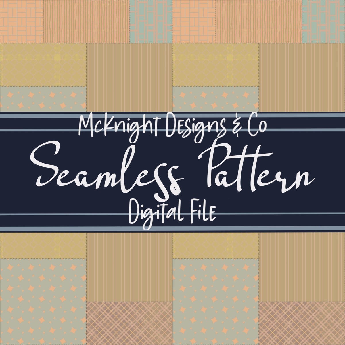 Patchwork Quilt Seamless Pattern PNG Designs McKnight Designs & Co Seamless Pattern File