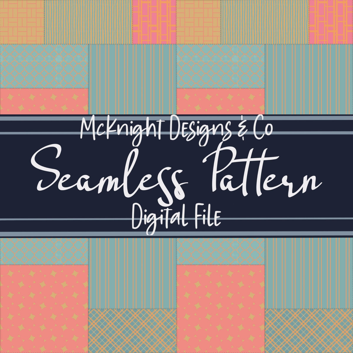 Patchwork Quilt Seamless Pattern PNG Designs McKnight Designs & Co Seamless Pattern File