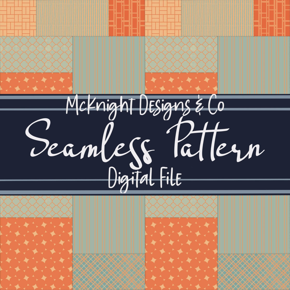 Patchwork Quilt Seamless Pattern PNG Designs McKnight Designs & Co Seamless Pattern File