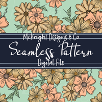 Peachy Floral Collage Seamless Pattern – Flower Print McKnight Designs & Co Seamless Pattern File