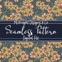 Peachy Floral Collage Seamless Pattern – Flower Print McKnight Designs & Co Seamless Pattern File
