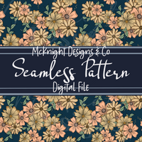 Peachy Floral Collage Seamless Pattern – Flower Print McKnight Designs & Co Seamless Pattern File