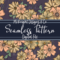 Peachy Floral Collage Seamless Pattern – Flower Print McKnight Designs & Co Seamless Pattern File