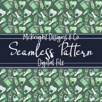 Witchy Spellbooks & Crystals Seamless Pattern – Hand-Drawn Magical Digital Design for Fabric, Vinyl & Sublimation McKnight Designs & Co Seamless Pattern File