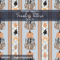 Fall Pumpkin & Bow Stacked Stripe Seamless Pattern McKnight Designs & Co Seamless Pattern File
