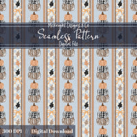 Fall Pumpkin & Bow Stacked Stripe Seamless Pattern McKnight Designs & Co Seamless Pattern File