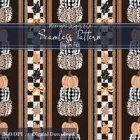 Fall Pumpkin & Bow Stacked Stripe Seamless Pattern McKnight Designs & Co Seamless Pattern File