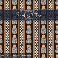 Fall Pumpkin & Bow Stacked Stripe Seamless Pattern McKnight Designs & Co Seamless Pattern File