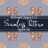 Coquette Painted Rose & Bow Seamless Pattern McKnight Designs & Co Seamless Pattern File