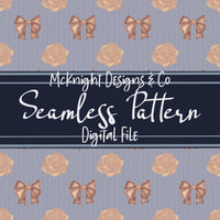 Coquette Painted Rose & Bow Seamless Pattern McKnight Designs & Co Seamless Pattern File
