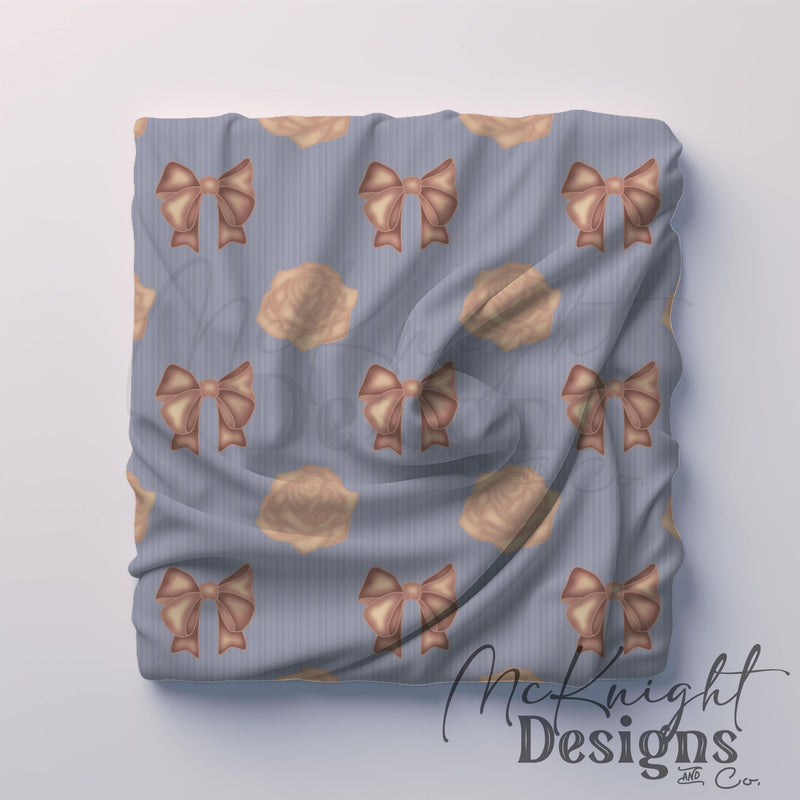 Coquette Painted Rose & Bow Seamless Pattern McKnight Designs & Co Seamless Pattern File