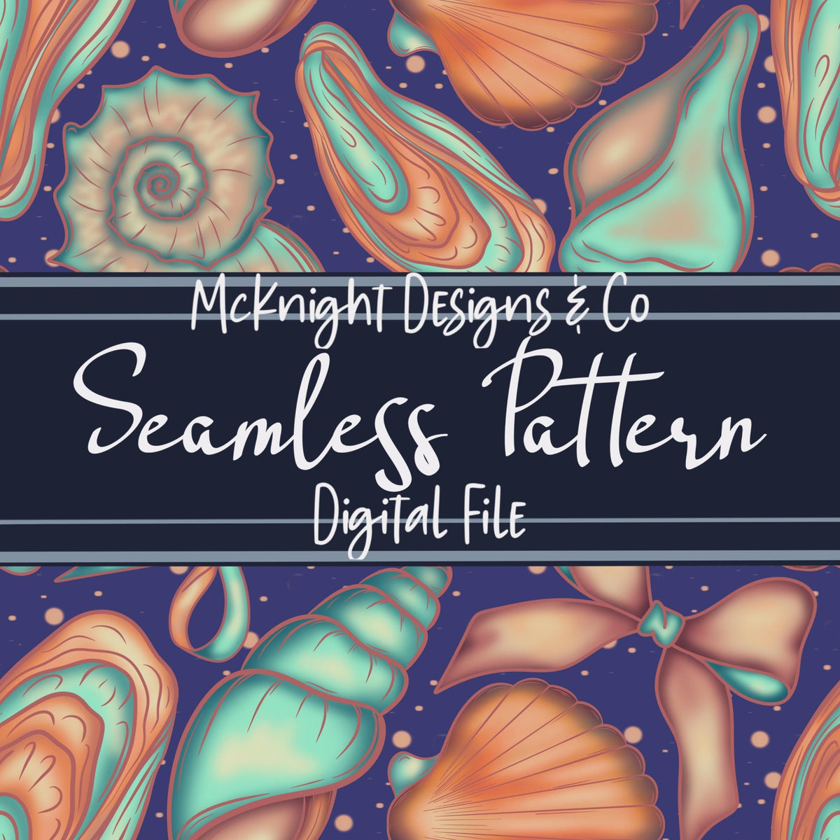Sea Shell Coquette Seamless Pattern | Beach Summer Digital McKnight Designs & Co Seamless Pattern File