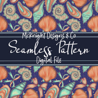 Sea Shell Coquette Seamless Pattern | Beach Summer Digital McKnight Designs & Co Seamless Pattern File
