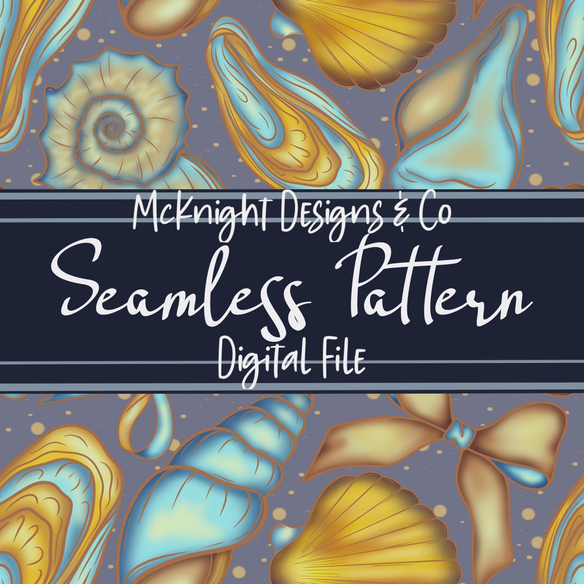 Sea Shell Coquette Seamless Pattern | Beach Summer Digital McKnight Designs & Co Seamless Pattern File
