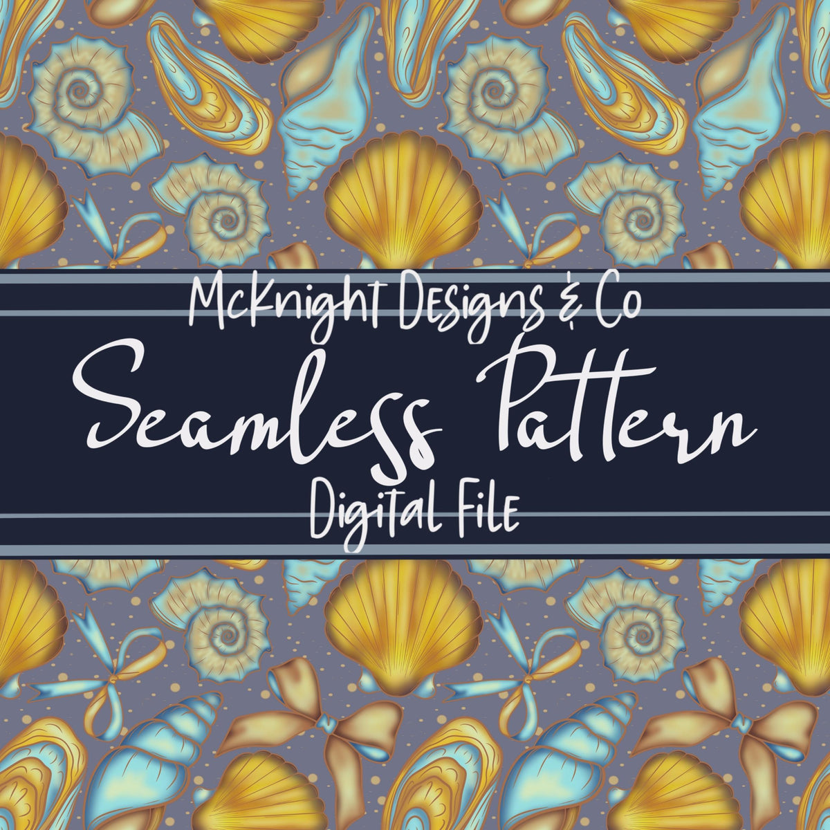 Sea Shell Coquette Seamless Pattern | Beach Summer Digital McKnight Designs & Co Seamless Pattern File