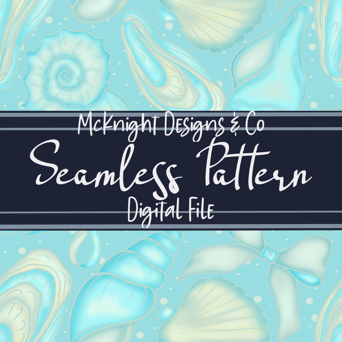 Sea Shell Coquette Seamless Pattern | Beach Summer Digital McKnight Designs & Co Seamless Pattern File