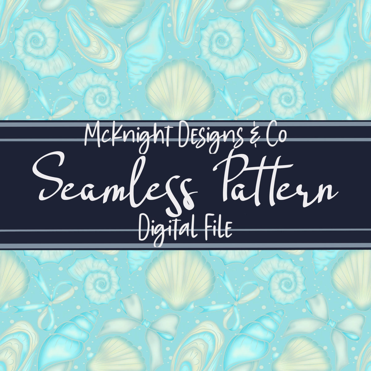 Sea Shell Coquette Seamless Pattern | Beach Summer Digital McKnight Designs & Co Seamless Pattern File