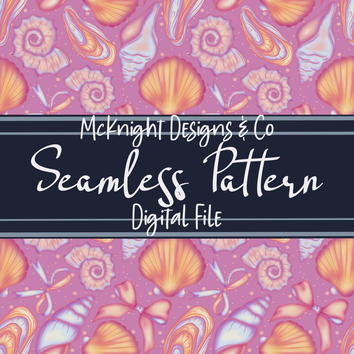 Sea Shell Coquette Seamless Pattern | Beach Summer Digital McKnight Designs & Co Seamless Pattern File