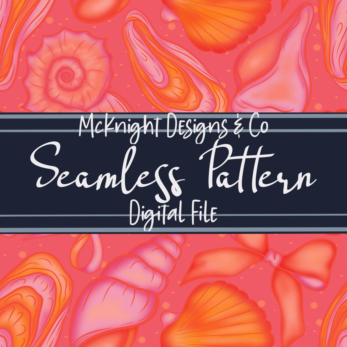 Sea Shell Coquette Seamless Pattern | Beach Summer Digital McKnight Designs & Co Seamless Pattern File